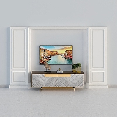 Elegant 3D Model TV Wall Cabinet