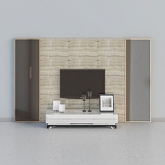 Minimalist TV Wall Unit 3D model for Modern Interiors