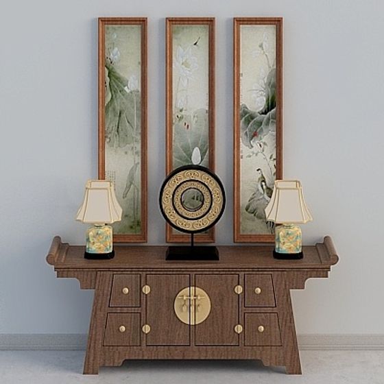 Elegant Asian Console Table 3D model
