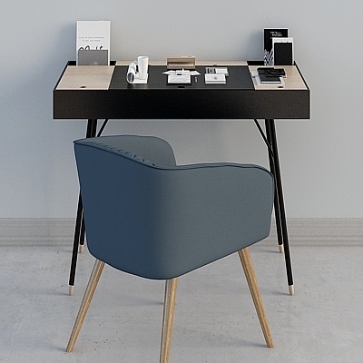 Sleek Modern Desk and Chair Set 3D model