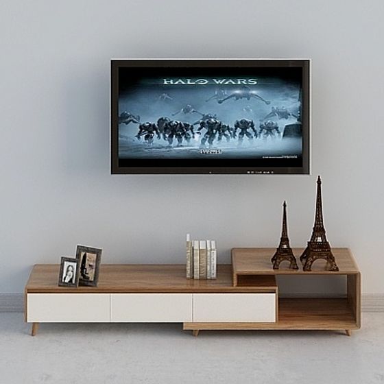 Stylish Low-Poly TV Cabinet 3D model for Modern Living Rooms