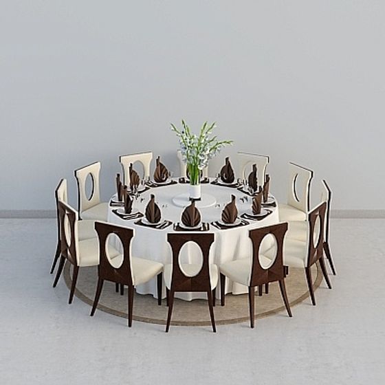 Modern Dining Chair 3D Model - Minimalist Earth Color Set