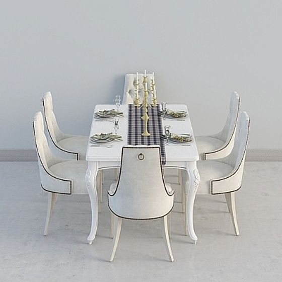 Elegant Dining Set 3D Model