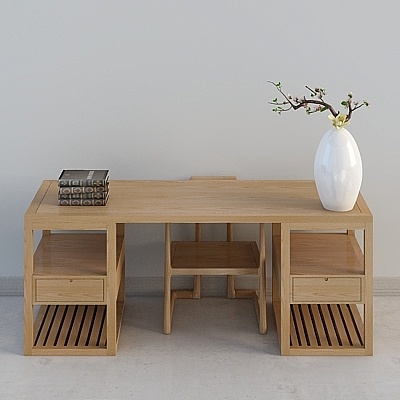 Wooden Elegance Desk 3D model