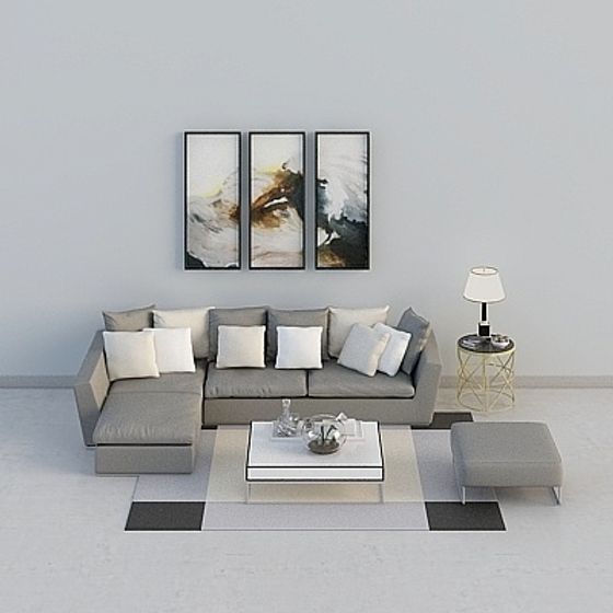 Urban Living Room 3D Model for Modern Spaces