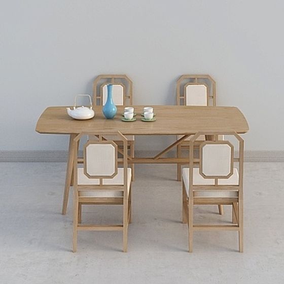 Stylish Modern Dining Set 3D model for Contemporary Spaces