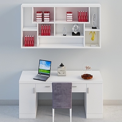 GuoAnJu - Bibliothèque 01 - Ensemble peint en blanc