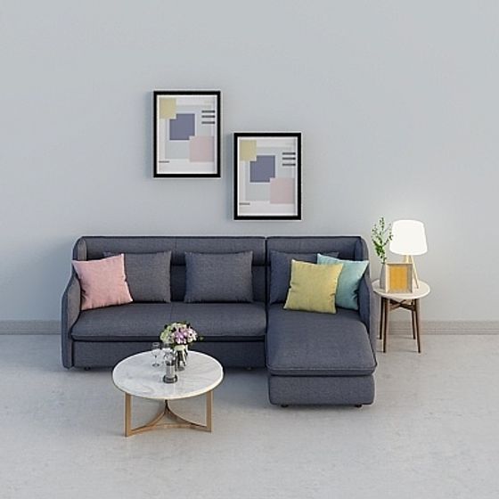 Elegant Low-Poly Sofa 3D Model for Modern Living Rooms