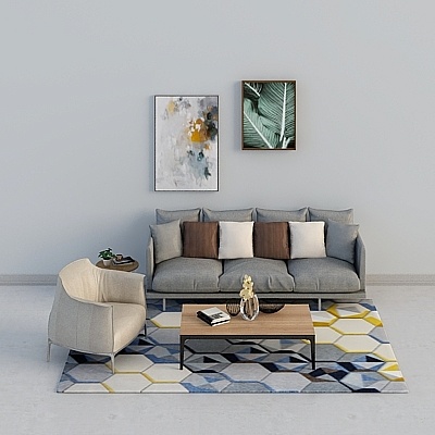 Combinaison de canapé en tissu gris moderne à places multiples