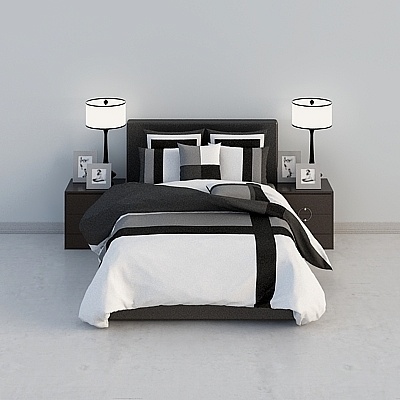 Black brown Nordic IKEA wooden simple bed combination