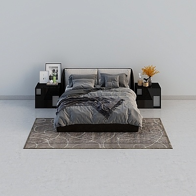 Modern fabric double bed combination