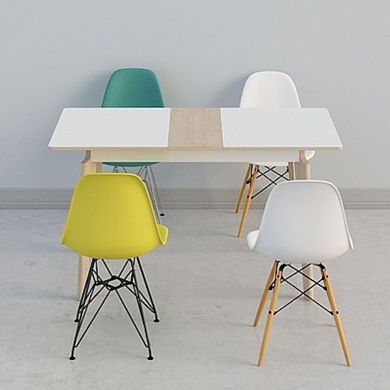 Minimalist Dining Table and Chair Combination 3D model