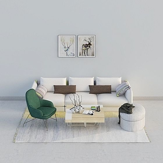 Elegant Urban Living Room 3D model for Modern Spaces