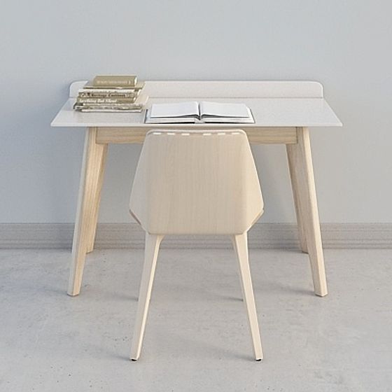 Minimalist Study Desk 3D model