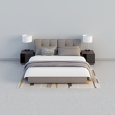 Modern style master bedroom double bed combination