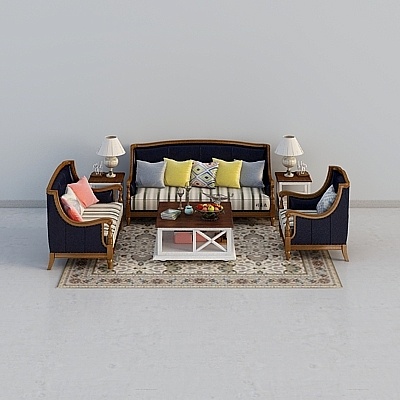 Modern Coastal Living Room Set 3D model