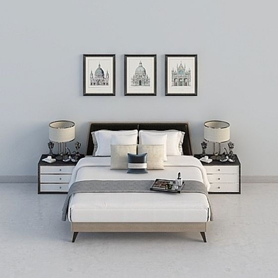 Modern Bedroom Suite 3D model for Contemporary Spaces