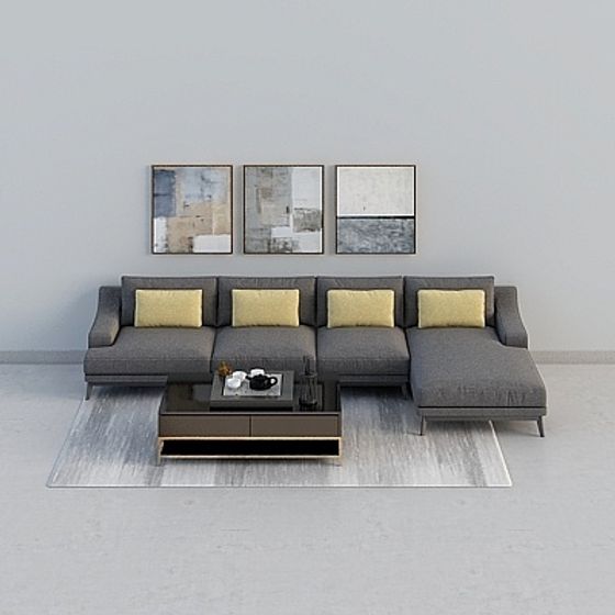 Stylish Urban L-Shape Sofa 3D model