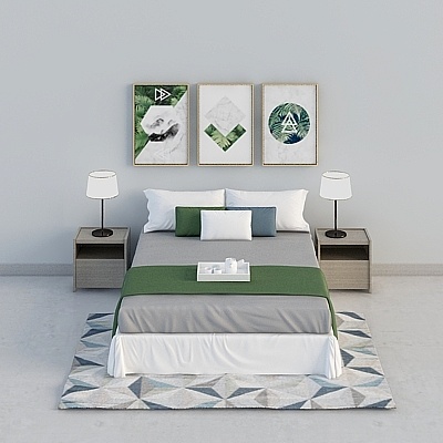 Simple pastoral style cloth art bed composition bed composition