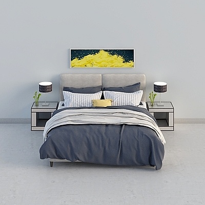 Combinazione letti matrimoni in tessuto moderna