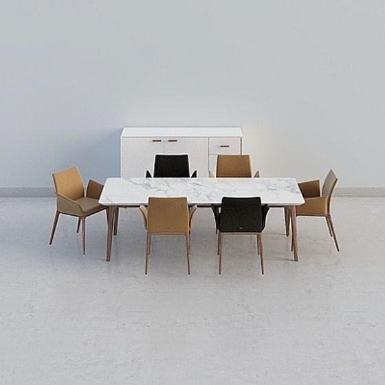 Urban Living Room Dining Table and Chairs Set 3D model