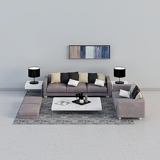 Stylish Urban Living Room 3D Model for Designers