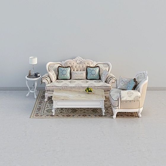 Elegant Victorian Living Room Set 3D model