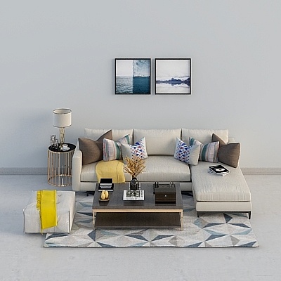 Urban Comfort 3D model - Modern Minimalist Sofa Set