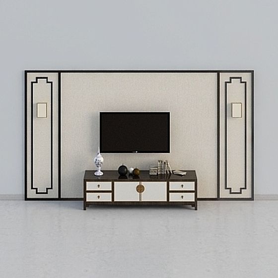 Art Deco TV Wall Unit 3D model