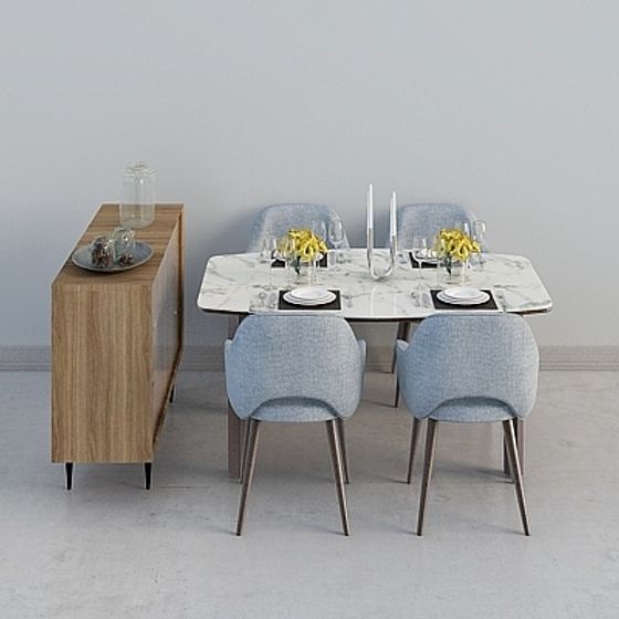 Stylish Modern Dining Set 3D model for Contemporary Spaces