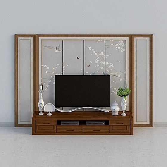 Elegant Low Polygon 3D TV Cabinet Model