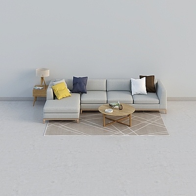 โซฟาผ้าสีน้ำเงินเทาของร้าน IKEA หลายที่นั่งแบบนอร์ดิก