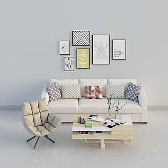 Urban Living Room 3D model for Modern Designers