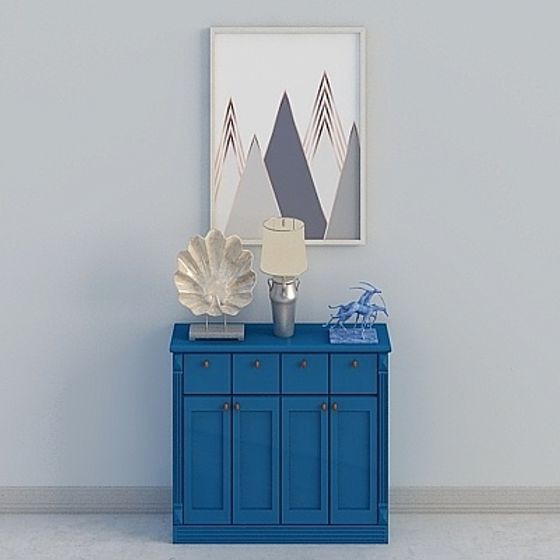 Elegant Low-Poly Blue Cabinet 3D model
