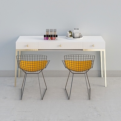 Contemporary Desk and Chairs Set 3D model