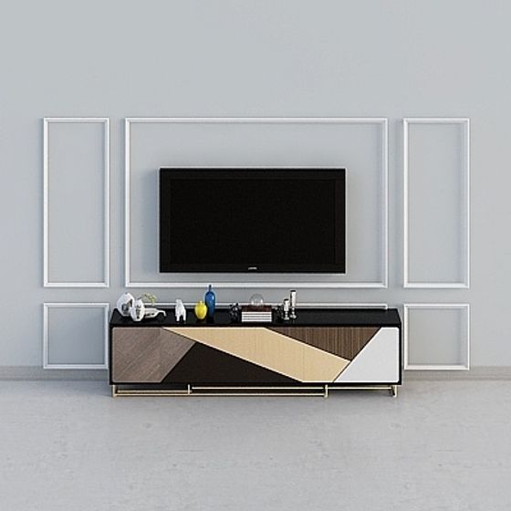 Stylish Low-Poly High-Detail TV Cabinet 3D model