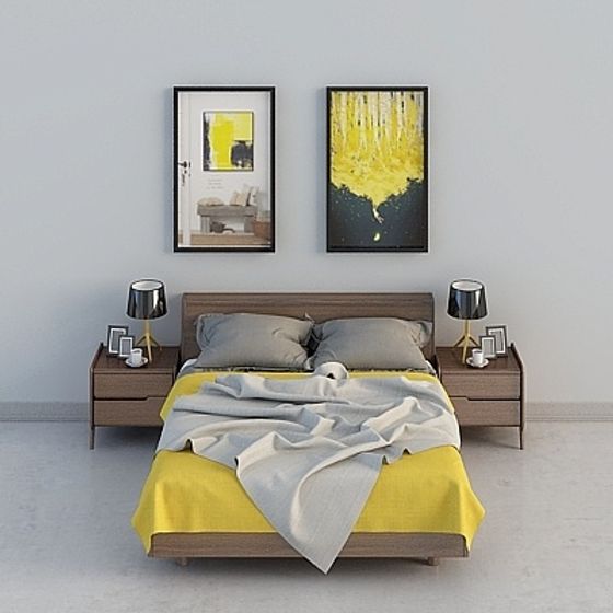 Cozy Retreat Bedroom 3D model for Modern Spaces