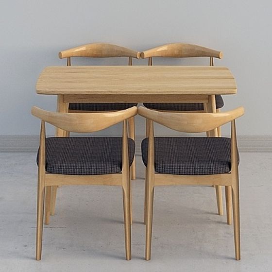 Nordic Style Dining Table and Chair Set 3D model
