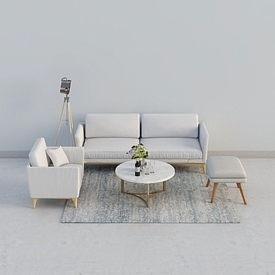 Modern Low Polygon Sofa Set 3D model for Cozy Spaces