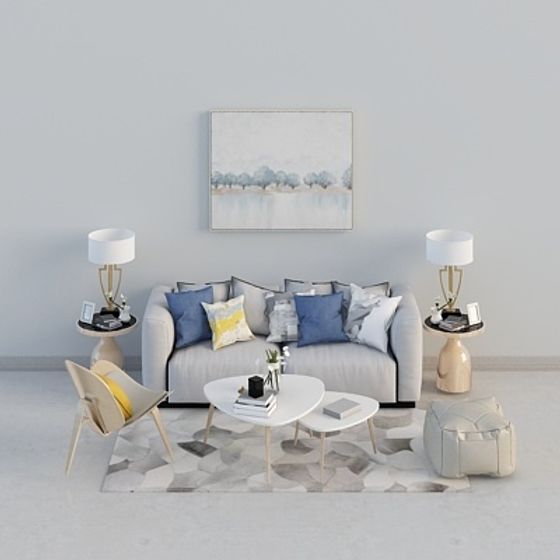 Urban Living Room 3D model for Modern Homes