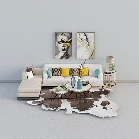 Stylish Urban Living Room 3D Model