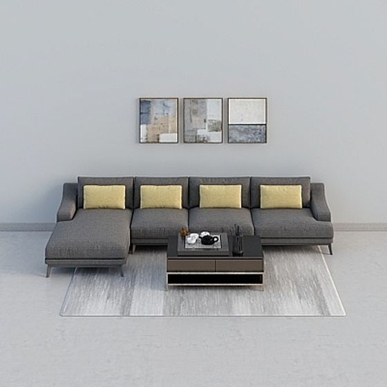 Urban Living Room Sofa 3D model for Modern Spaces