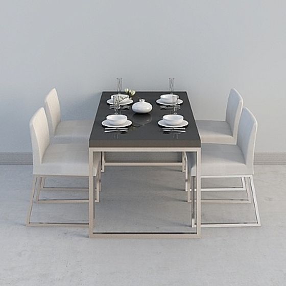 Sleek Modern Dining Set 3D model