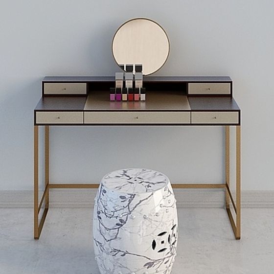 Elegant Low-Poly Makeup Table 3D Model