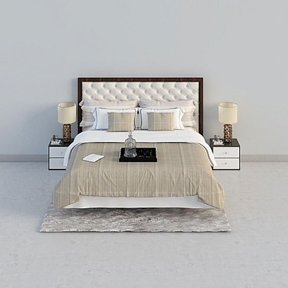 Elegant Modern Bed 3D model for Contemporary Spaces