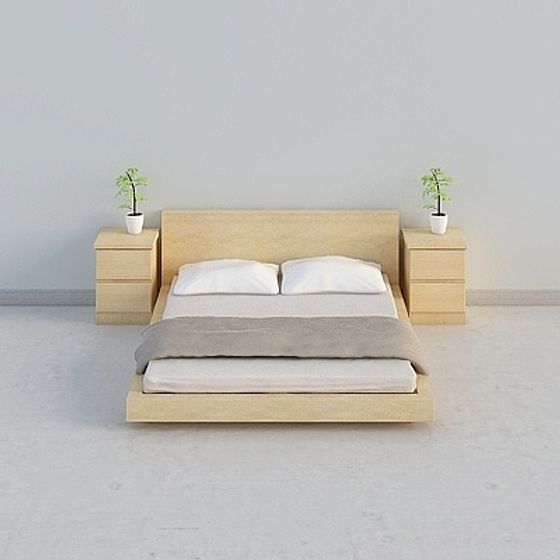 IKEA Minimalist Double Futon Bed 3D Model - Modern Style
