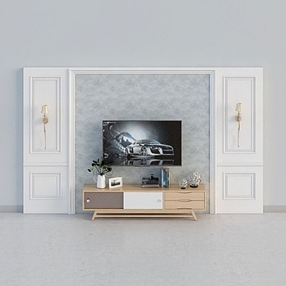 Stylish Low Polygon TV Stand 3D model for Interiors