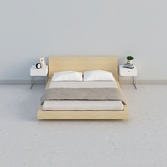 Elegant Low-Poly Bed 3D model for Modern Interiors