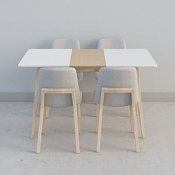 Nordic Dining Table and Chair Set 3D model