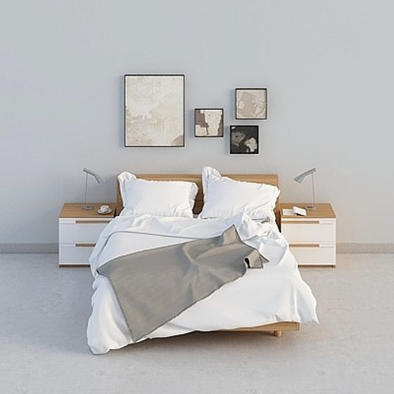 Modern Bedroom 3D model for Minimalist Interiors